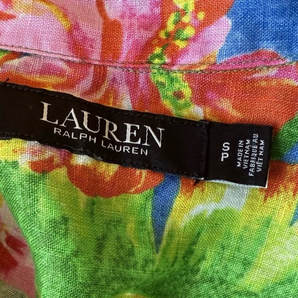 Ralph Lauren Karrie Floral Linen Shirt color multi green size S - Picture 11 of 13